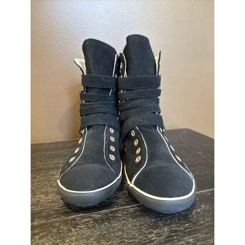 Y2K Converse Multi 5 Strap Buckle XHI Black Suede Calf High Sneakers Size 8 Rare